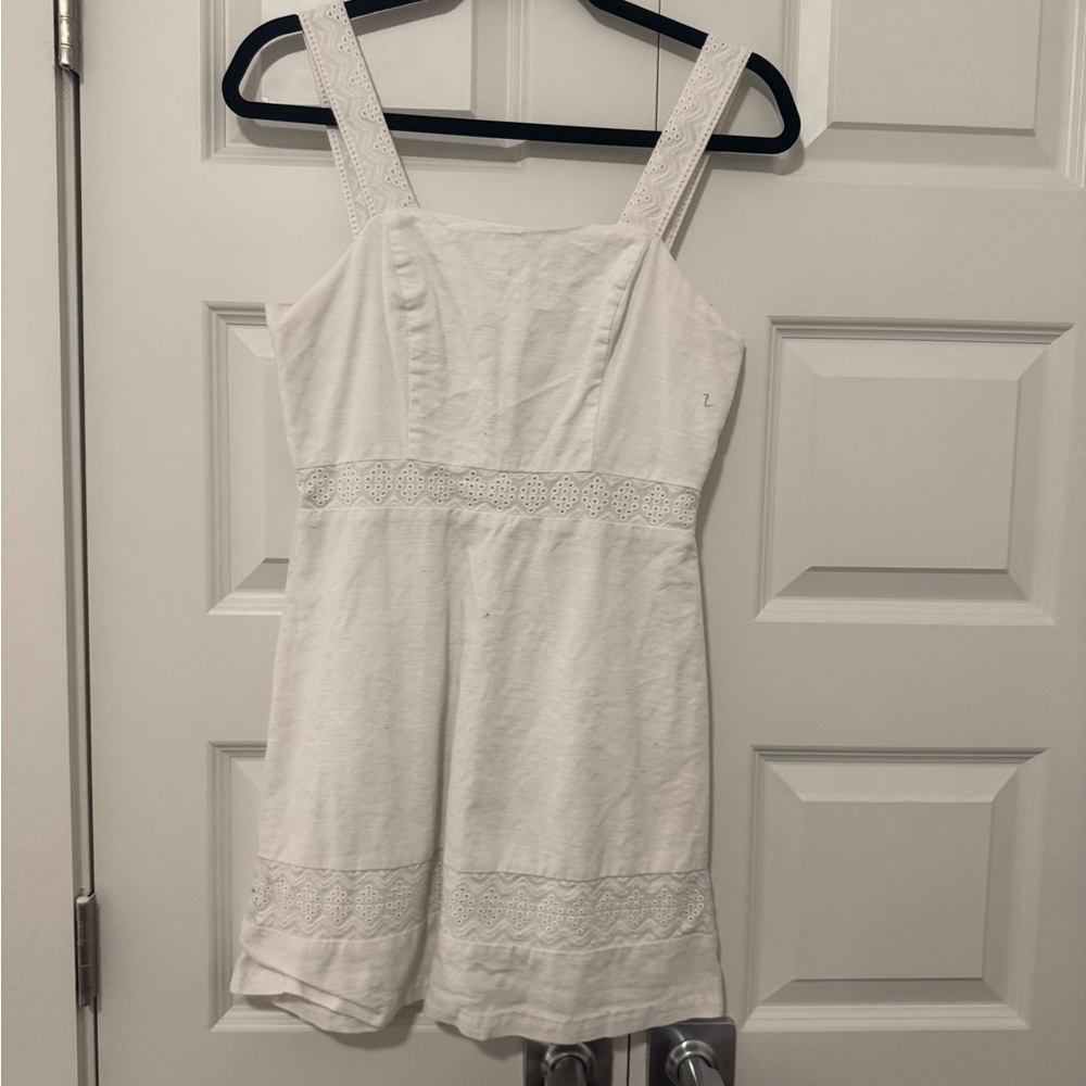 White Lace Trim Romper